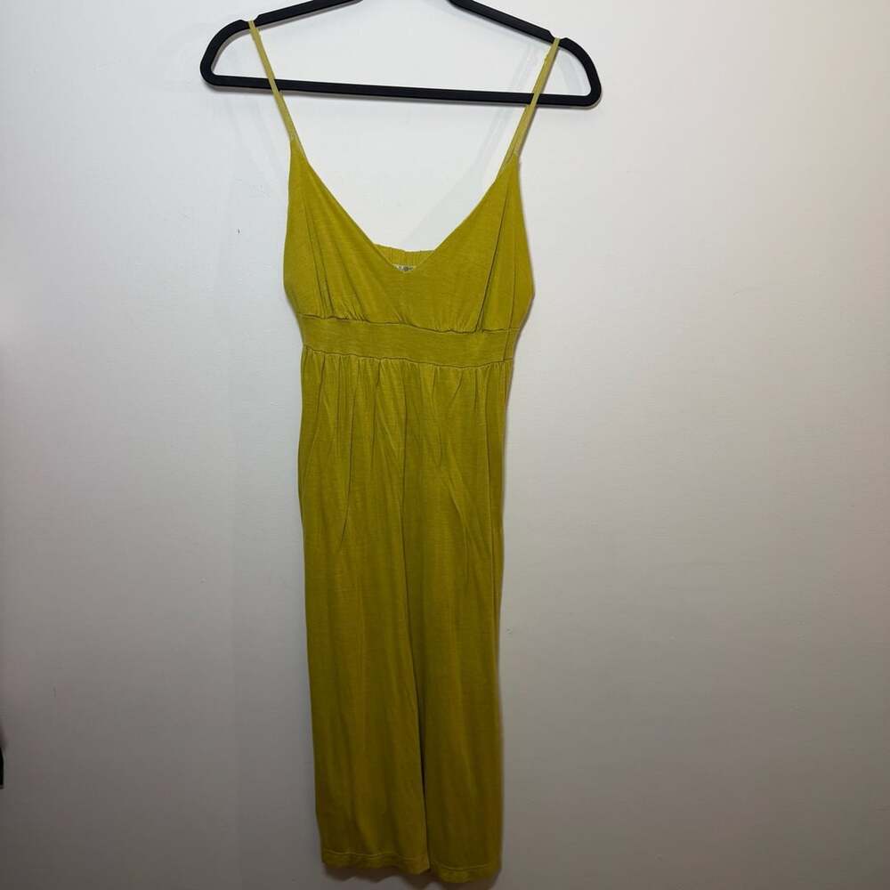Vintage Y2K Soprano Chartreuse Babydoll Midi Dress Size L Made in USA